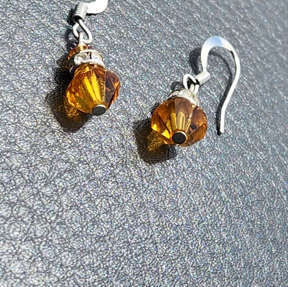 Orange Crystal Earrings - Picture 3 of 4